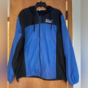 EUC Disney fleece lined blue and black hooded windbreaker jacket Medium